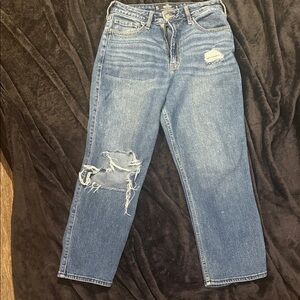 Hollister Blue Distressed Straight Leg Jeans